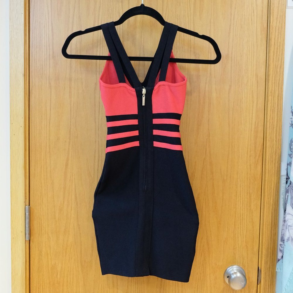 Marciano Black and Coral Bodycon Dress - Picture 5 of 7